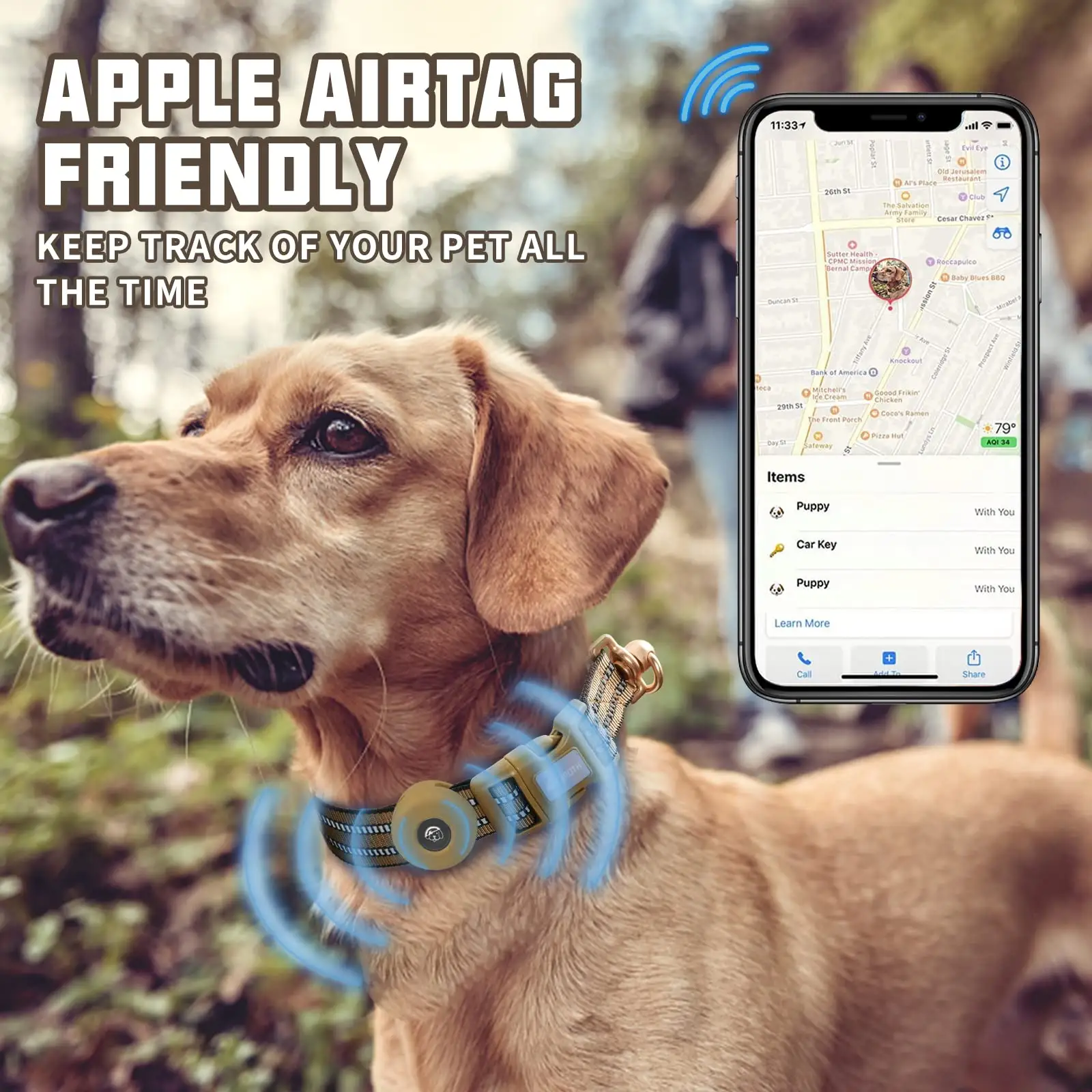 Yüksek kalite üretici ayarlanabilir taktik köpek eğitim tasmaları yansıtıcı naylon özel Logo Airtag köpek tasması