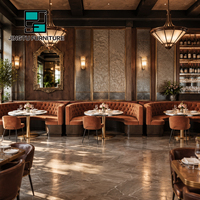 Banquette de restaurant commerciale incurvée, capitonnée, en velours terre cuite, en forme de U, personnalisable, OEM, vente en gros, fabricant chinois