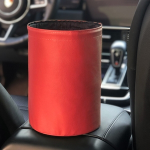 Cubo de basura sin contacto para coche, cubo de basura plegable de cuero a prueba de fugas, impermeable, colgador de bolsillo - Product Image 5