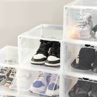 Nouvelle boîte de rangement pour chaussures de basket-ball en acrylique transparent avec aspiration magnétique, anti-poussière et anti-oxydation