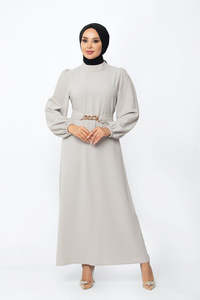 SIPO Eid Dubai Abaya – robe longue de soirée islamique pour femmes, tenue Maxi Beige unie, 2022 - Product Image 4
