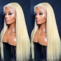 Perruque HD Lace 100% cheveux humains blonds avec cordon de serrage 13x4, cheveux vierges vietnamiens non traités 613 lisses pour femmes noires