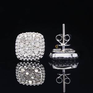 Nuevos pendientes glamurosos elaborados con Plata de Ley 925 y diamantes de moissanita de corte brillante redondo para mujer - Product Image 1