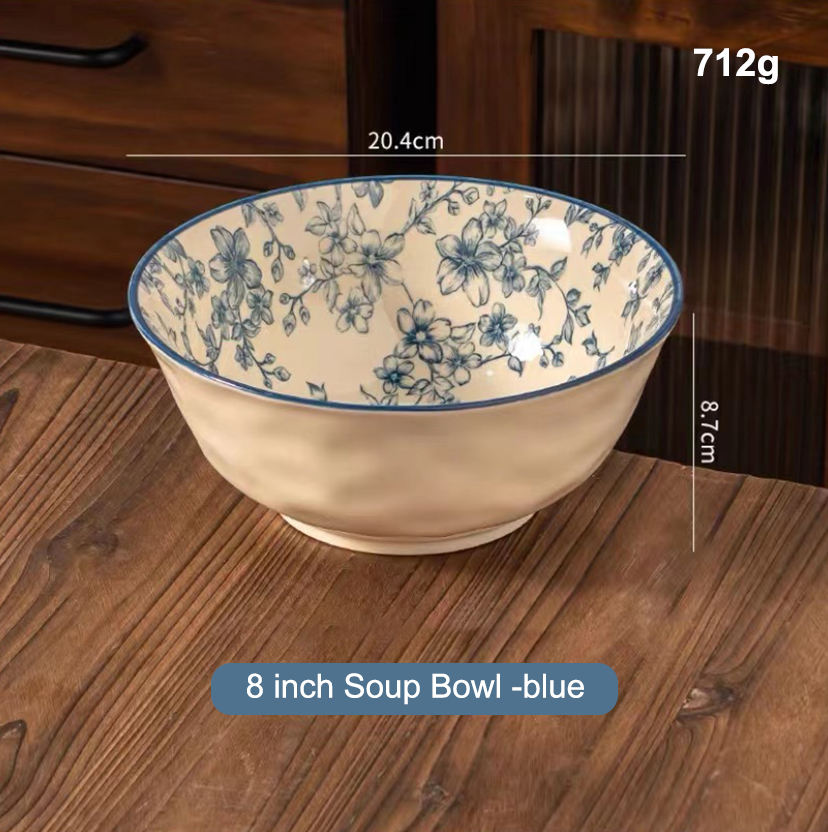 8 inch soup bowl blue