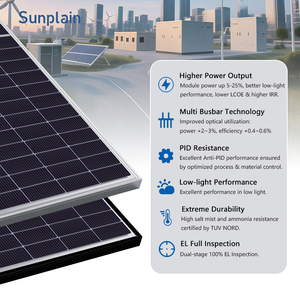 Panneau solaire 490W 500W 510W 515W 1500VDC IP68 Longue durée de vie Mono TOPCon 108 cellules Panneau solaire photovoltaïque haute efficacité pour usage domestique - Product Image 2