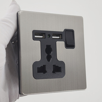 Prise murale universelle multifonctionnelle KSQ en acier inoxydable brossé pour ordinateur et réseau
