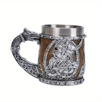 Chope a Biere Viking Dragon Anse Acier Inoxydable 304 Resine Medievale Tankard Retro Guerrier Cadeau
