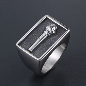 Anillo de Micrófono de Acero Inoxidable para Hombre, Anillo Ancho para el Dedo Índice SA951, Joyería Duradera para Uso Diario - Product Image 2