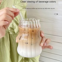 Verres à boisson en verre de qualité restaurant, résistants à la chaleur, avec paille intégrée, pour lait, thé, jus et autres boissons