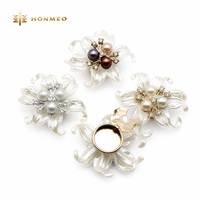 HONMEO Grosir Penutup Kancing Baju Kristal Mutiara Bunga Iridescent 4cm dari Paduan Seng untuk Kemeja