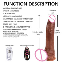 5CM Durchmesser Teleskop Schub beheizte Dildos Realistische Silikon Riesige Dildo Vibrator für Frauen Sexspielzeug