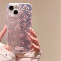 Luxe Mignon Laser Rose Amour Coeur Téléphone étui pour iphone 15 11 12 13 14 Pro Max Plus XS X XR 7 8 Fille Belle Pare-chocs Couverture Arrière
