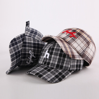 Casquette de baseball réglable de haute qualité en flanelle écossaise à carreaux avec logo brodé, style vintage, décontractée, douce et chaude pour l'hiver