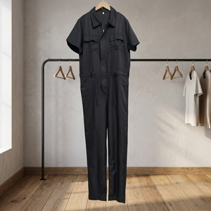 Overol de Trabajo Negro de Manga Corta, Uniforme Transpirable para Técnicos - Product Image 4