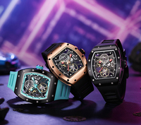 Montre Mécanique Automatique de Luxe, Boîtier Tonneau, Cadran en Verre, Cadeau d'Affaires, Accepte OEM ODM, Vente en Gros