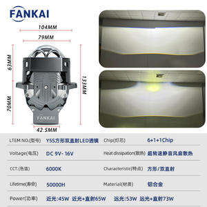 Nuevos Faros Delanteros para Automóvil con Lente LED Bi-xenón de Alta Potencia de 73W, Modelo Y5S Cuadrado de 3 Pulgadas, Aleación de Aluminio, Retrofit (Luz Alta/Baja), 12V 50000H - Product Image 3