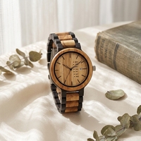 Montre unisexe étanche en résine noire et bois d'olivier, bracelet à maillons en bois et résine, style décontracté et professionnel, affichage jour/semaine