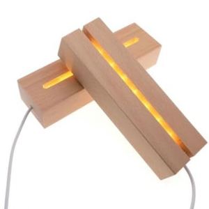 Creative <b>USB</b> Remote Switch Control LED <b>Night</b> <b>Light</b> Holder Beech Wood Base Rectangular Acrylic Middle Wooden Base Bedroom <b>Light</b> - Product Image 1