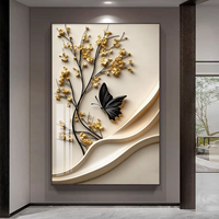 Peinture en porcelaine de cristal, motif papillon 3D moderne et luxueux, pour décoration intérieure, salon, hôtel, café - Vente en gros directe usine