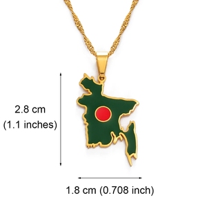 Collares con Colgante de Acero Inoxidable con Mapas de Bangladesh para Mujeres y Niñas, Mapa de la Bandera de Bangladesh - Product Image 4