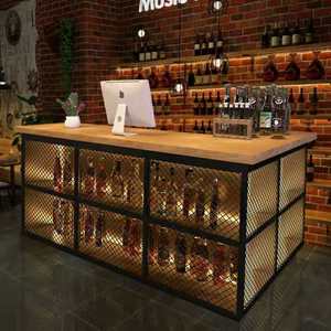 Bancone <span class=keywords><strong>Bar</strong></span> Retrò in Ferro Stile Loft <span class=keywords><strong>Vintage</strong></span> Industriale Shabby Chic Etnico in Legno per Casa Pub <span class=keywords><strong>Bar</strong></span> - Product Image 3