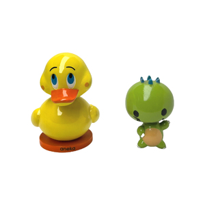 Đáng yêu nhựa Gật Đầu vịt màu vàng và màu xanh lá cây khủng long trang trí bức tượng nhỏ - Product Image 5