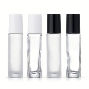 Wholesale 10ml Clear Amber Frosted Essential Oil Glass Roll on Bottle with Plastic Steel Roller Ball - Product Image 2