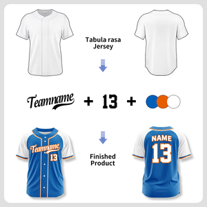Maillot de baseball brodé avec logo imprimé pour jeunes, sublimation bleu et blanc, entièrement boutonné, vente en gros Wbq66 - Product Image 2