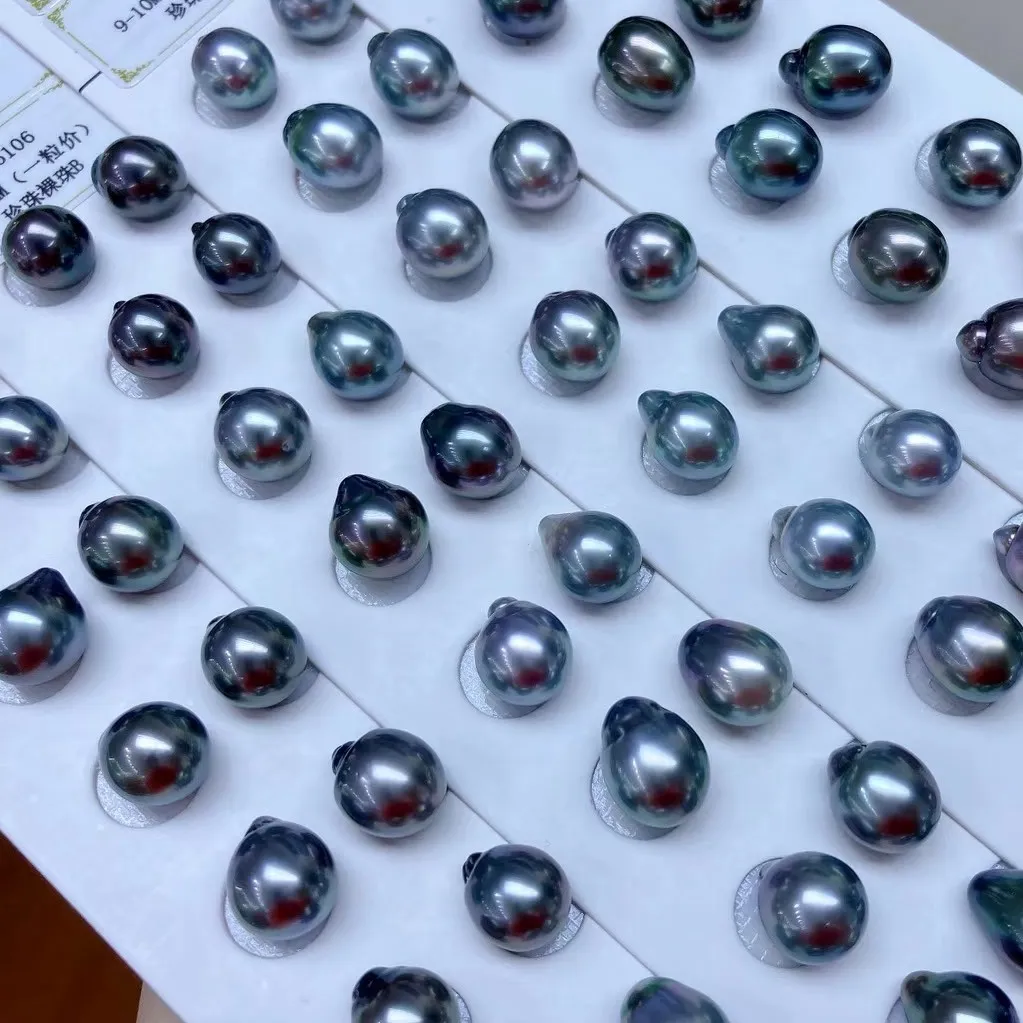 Perles en nacre naturelle, forme de paon noir, goutte d'eau d'eau de mer 9-10mm, pour boucles d'oreilles, fabrication de bijoux, bricolage, DIY