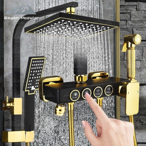 ชุดระบบฝักบัวเรนชาวเวอร์สีดำด้านและสีทองสุดหรูจาก Wayon พร้อมหัวฉีดแบบมือถือและก๊อกน้ำสำหรับอ่างอาบน้ำ - Product Image 3