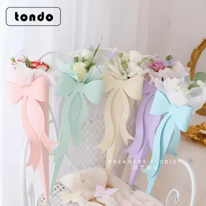 Tondo 2021 Shape Rose Flower Wrapping Bag Handmade Butterfly Carrier Bag Bride Bouquet Holder