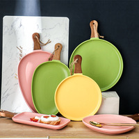10 pouces 12 pouces couleur glaçure pelle à pizza en céramique plaque plat de service avec poignée