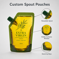 Pochette Doypack à bec verseur pour huile d'olive extra vierge, personnalisée avec étiquette privée, format sur mesure, sac de recharge