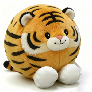 Customized Chubby Round Tiger Plush,Fluffy Orange Tiger Plush Toy,Cute Cartoon Tiger Stuffed Animal,Soft Round Tiger <b>Pillow</b> - Product Image 4