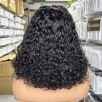 Perruques Bob Super Double Drawn en Cheveux Humains, Perruques Lace Front en Cheveux Brésiliens Bruts, Perruques Cheveux Humains Bouclés Ondulés Water Wave, Vente en Gros