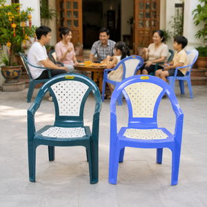 Chaise de jardin en plastique multicolore, matériau PP, légère, empilable, durable, imperméable, mobilier de salon moderne, écologique - Product Image 2
