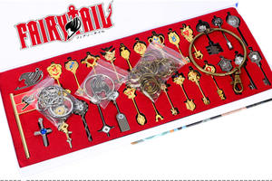 29 pz/set Anime <span class=keywords><strong>Fairy</strong></span> <span class=keywords><strong>Tail</strong></span> portachiavi collana chiave d'oro accessori Cosplay Set di armi - Product Image 3