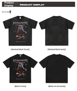 T-Shirt da Uomo con Colletto Piccolo e Maniche Corte Stile Rock <span class=keywords><strong>Band</strong></span>, Nuova Lavata Oversize in Maglia OEM ODM - Product Image 2