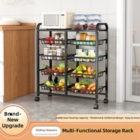 Étagère à légumes multi-niveaux pour espaces étroits, panier à fruits en acier au carbone, unité de rangement de cuisine mobile pour fruits et légumes