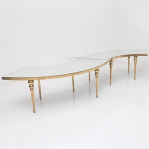 Nhà máy sản xuất nóng bán thép không gỉ đường cong hình dạng trắng sang trọng tiệc cưới ghế và bảng cho tổ chức sự kiện - Product Image 2