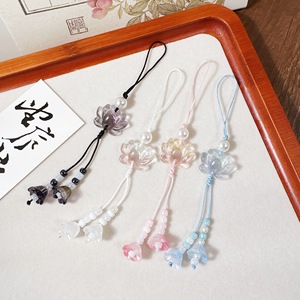เชือกคล้องโทรศัพท์ลายดอกบัวแบบจีน ประดับลูกปัด พร้อมพวงกุญแจและจี้กระเป๋า ของขวัญเครื่องประดับสุดหรูสำหรับผู้หญิง - Product Image 2