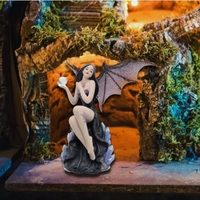 Resina Dark Fairy Witch Spirit Forest con orbes estatuas de piedra de cristal decoración del hogar y coleccionables