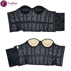 Corsetto da donna FancyShape traspirante con stecche, top corto vintage con spalline sottili e schiena scoperta, reggiseno da sposa per feste e matrimoni - Product Image 4