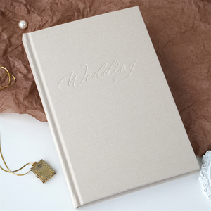 Carnet de mariage personnalisé en cuir/tissu lin, couverture rigide, style rustique, cadeau pour la mariée, livre d'invités <span class=keywords><strong>et</strong></span> planificateur de mariage - Product Image 3