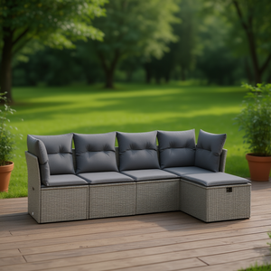 Conjunto de Sofá de Jardín de Ratán Gris de 4 Plazas con Almacenamiento, Diseño Contemporáneo para Exteriores - Product Image 2