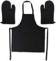 Tablier cuisine blanc, ensemble de 5 pièces, avec mitaines de four, porte-serviettes, set de tabliers de cuisine