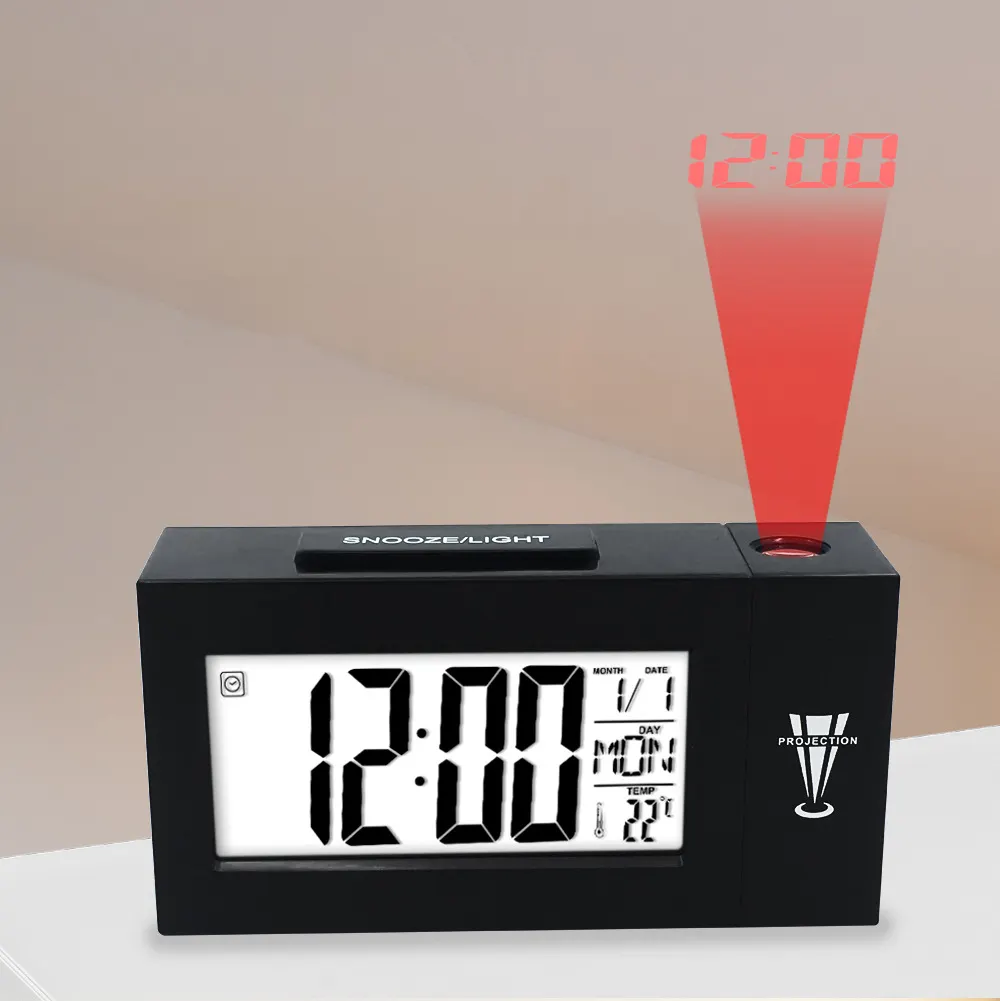 프로젝터 디지털 알람 시계 천장 디스플레이 탁상 시계 온도 새로운 패션주의 프로젝션 스누즈 reloj