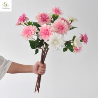 Grande fleur artificielle en latex, dahlia blanche et rose, toucher réel, 2 têtes, pour arrangement de table de mariage, fête, Thanksgiving, remise de diplôme