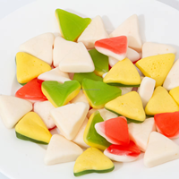 Bonbons gélifiés triangulaires acidulés et moelleux, saveur fruitée, OEM/ODM, étiquette personnalisée, vente en gros, directement de l'usine, sachet multicolore, durée de conservation 12 mois