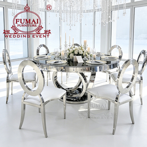 Luxury Modern Tempered Glass and Stainless Steel Frame Luxury Dining Table Sets for Events - Product Image 6